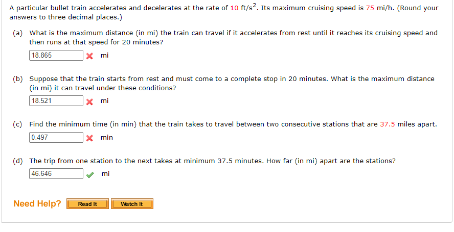 Solved A Particular Bullet Train Accelerates And Decelerates Chegg