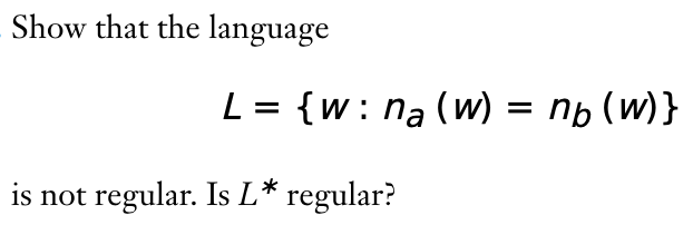 Solved Show That The Language L W Na W Nb W Is Not Chegg