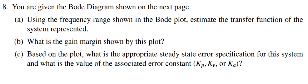 Solved You Are Given The Bode Diagram Shown On The Next Chegg