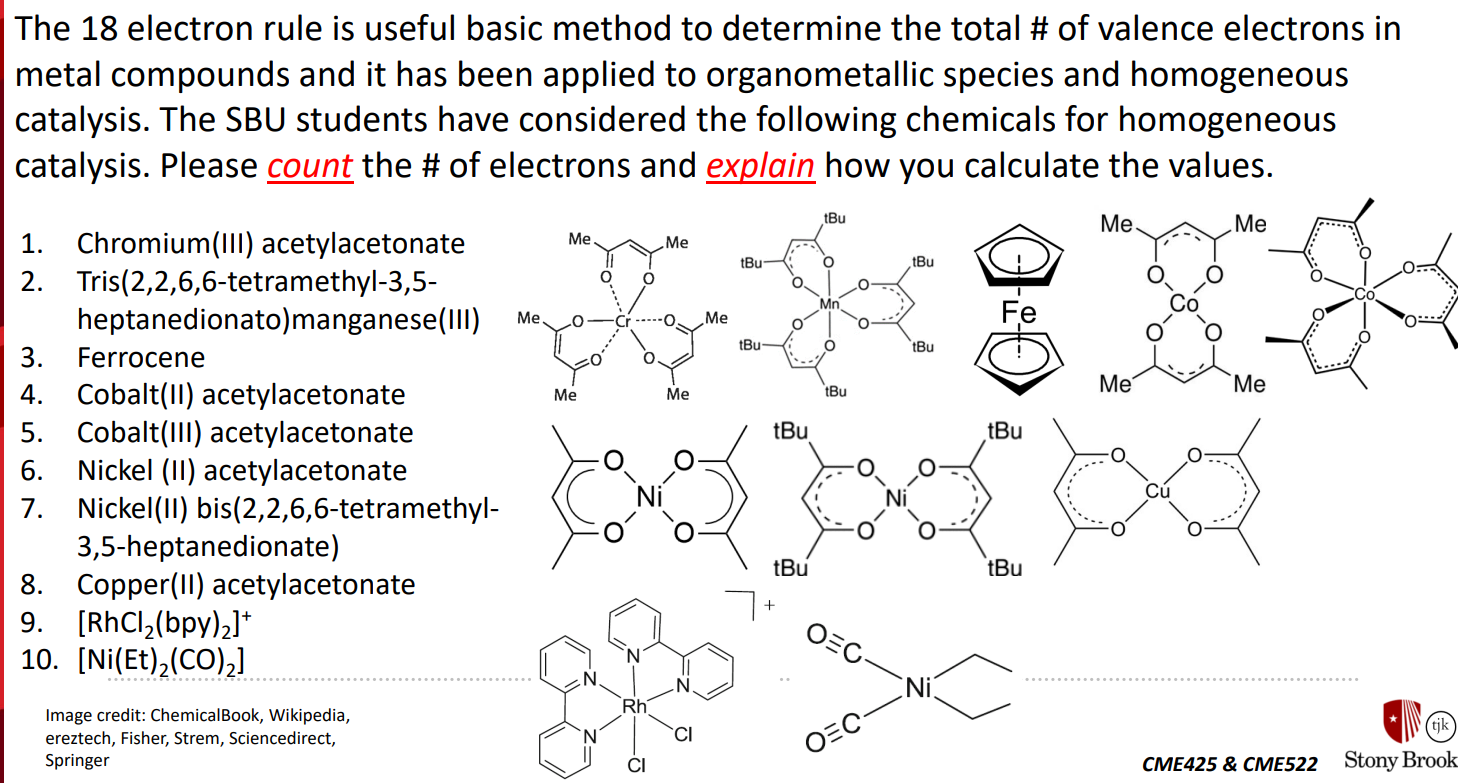 Solved The 18 Electron Rule Is Useful Basic Method To Chegg