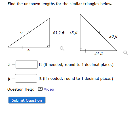 Solved Find The Unknown Lengths For The Similar Triangles Chegg