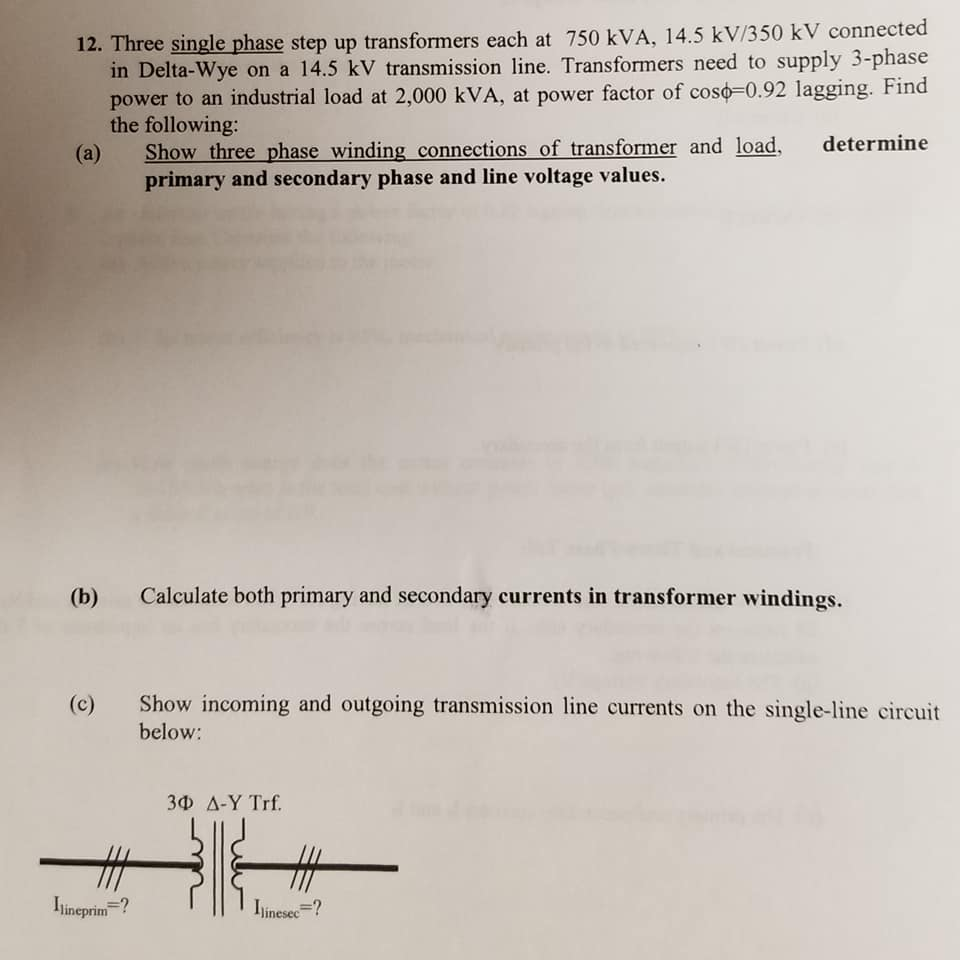 Solved Three Single Phase Step Up Transformers Each At Chegg