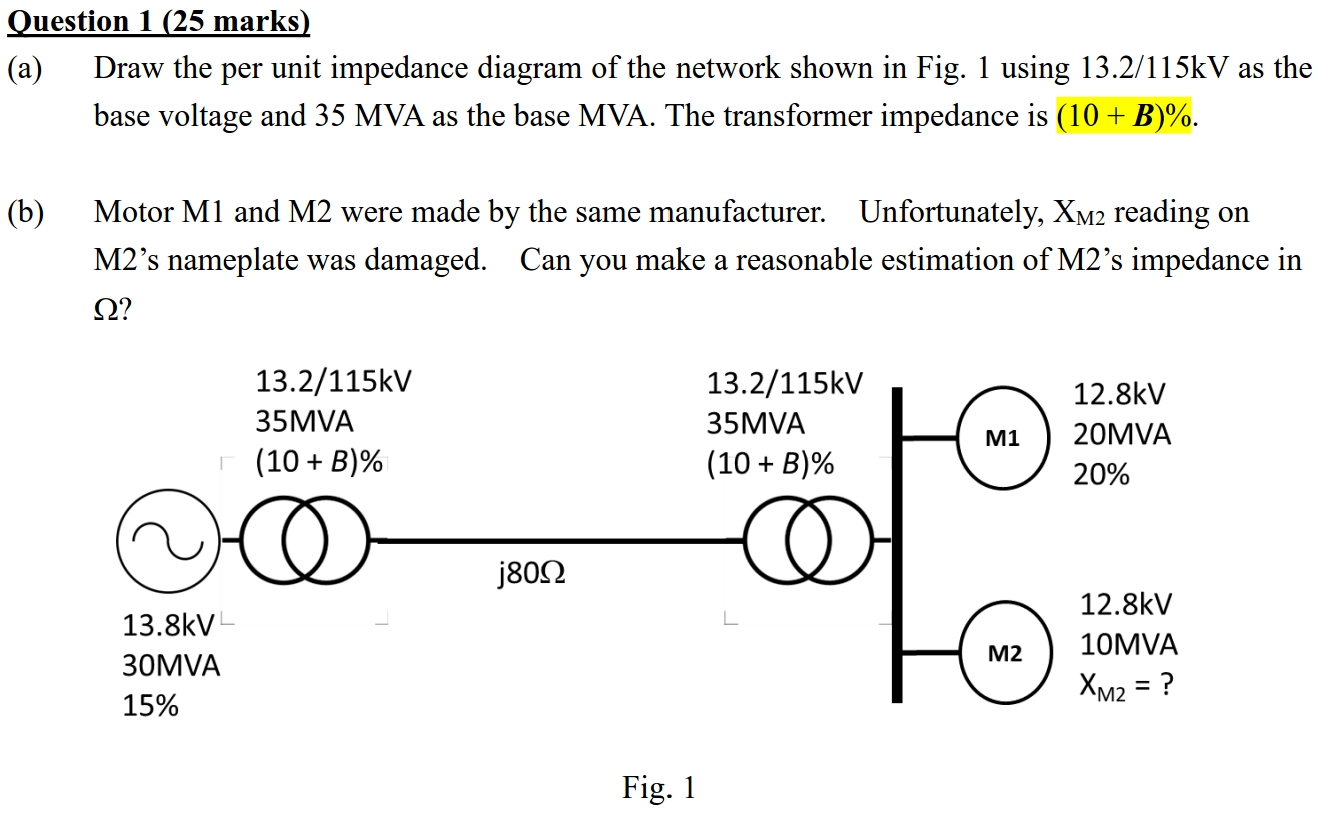 Solved Question Marks A Draw The Per Unit Impedance Chegg