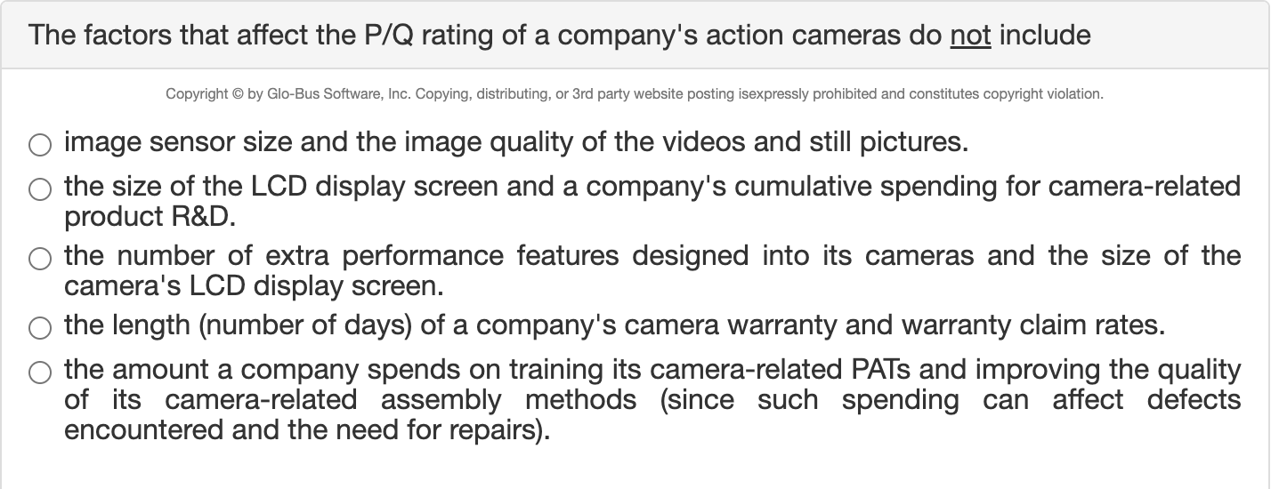 Solved The Factors That Affect The P Q Rating Of A Company S Chegg