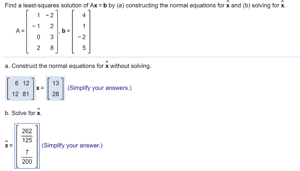 Solved Find A Least Squares Solution Of Ax B By A Chegg