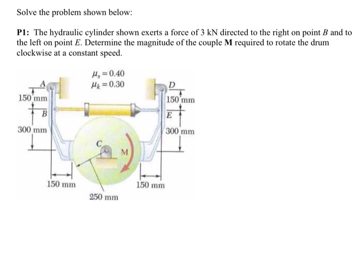 Solved Solve The Problem Shown Below The Hydraulic Cylin...