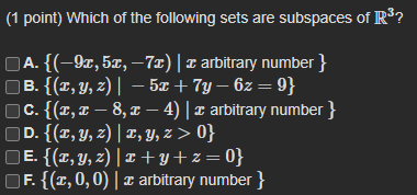 Solved Which Of The Following Sets Are Subspaces Of R Chegg