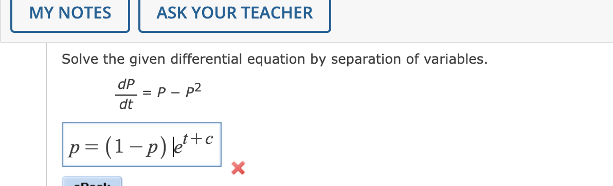 Solved MY NOTES ASK YOUR TEACHER Solve The Given Chegg