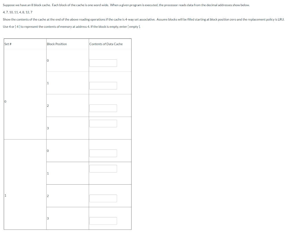 Solved Suppose We Have An 8 Block Cache Each Block Of The Chegg