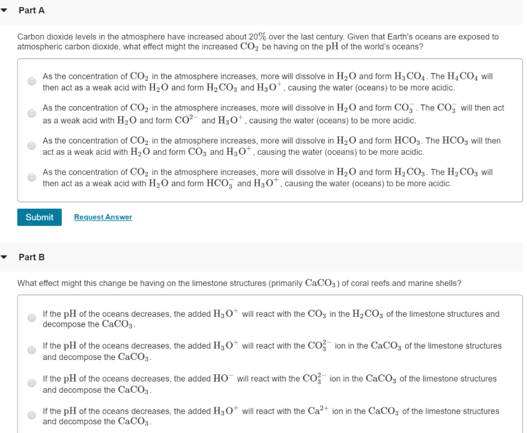 Solved Part A Carbon Dioxide Levels In The Atmosphere Have Chegg