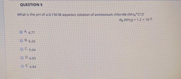 Solved QUESTIONS What Is The PH Of A 0 150 M Aqueous Chegg