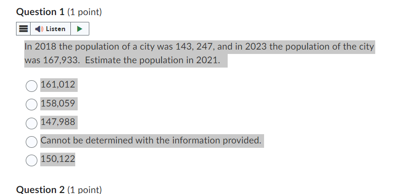 Solved In The Population Of A City Was And In Chegg