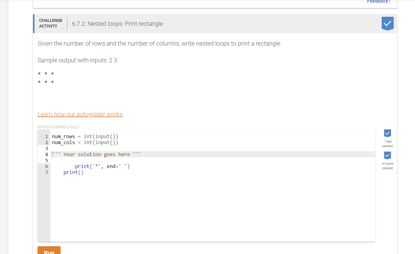 Solved Challenge Activity Nested Loops Print Chegg