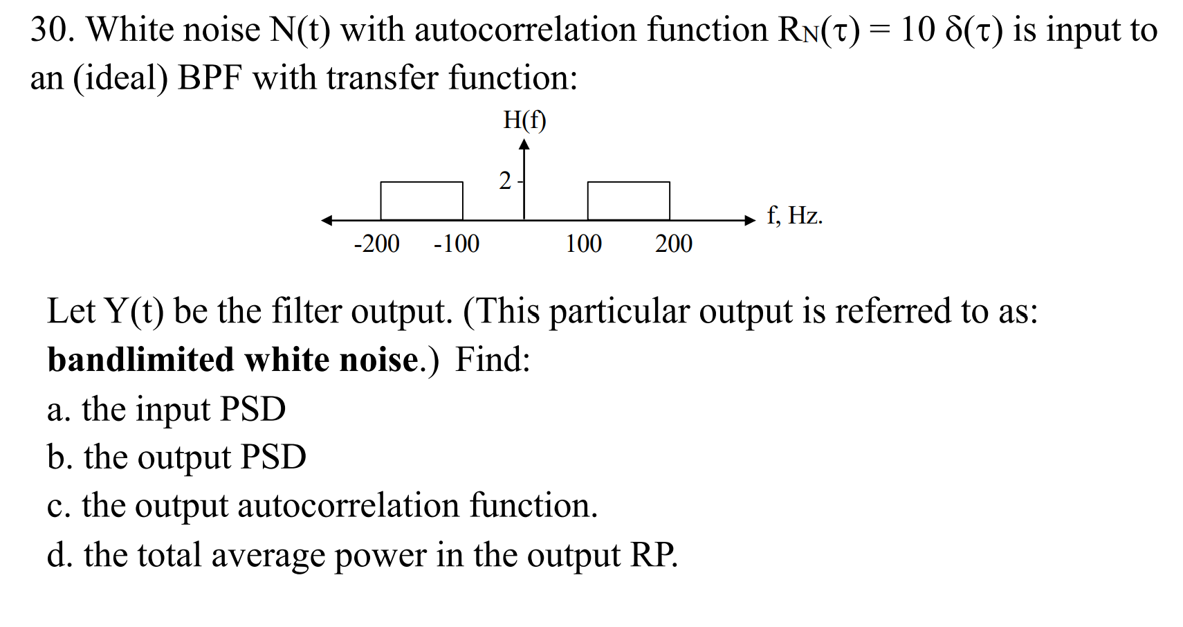 Solved White Noise N T With Autocorrelation Function Chegg