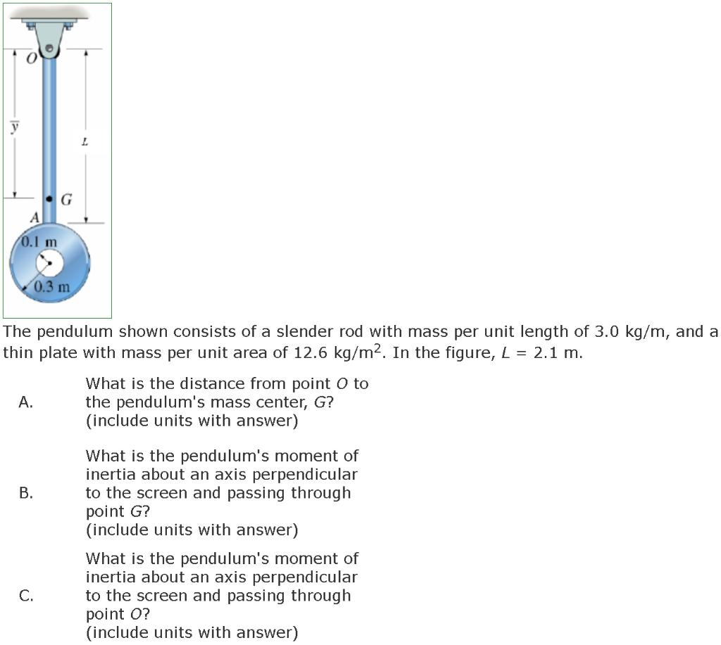 Solved Y G M M The Pendulum Shown Consists Of A Chegg