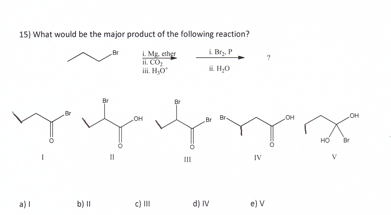 Solved 15 What Would Be The Major Product Of The Following Chegg