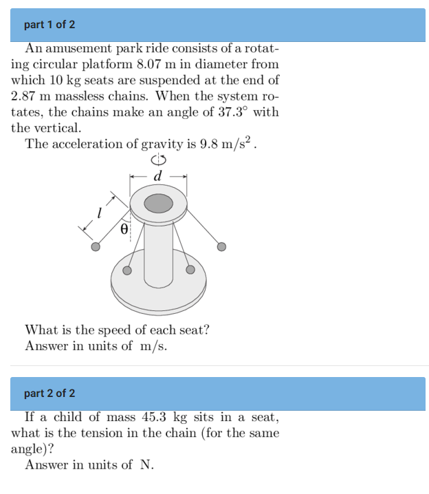 Solved An Amusement Park Ride Consists Of A Rotating Chegg