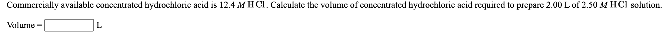 Solved Commercially Available Concentrated Hydrochloric Acid Chegg