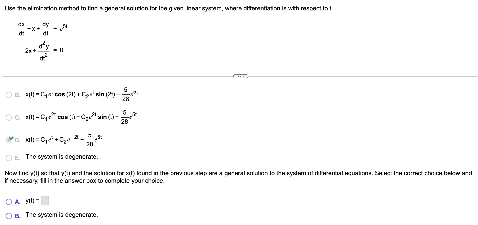 Solved Use The Elimination Method To Find A General Solution Chegg