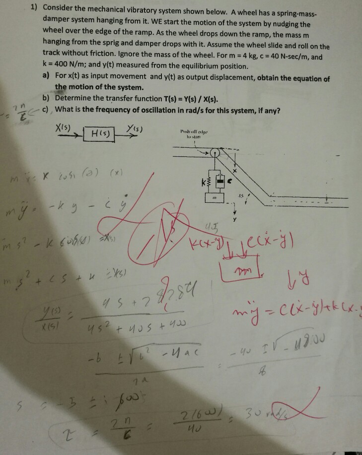 Solved 1 Consider The Mechanical Vibratory System Shown Chegg