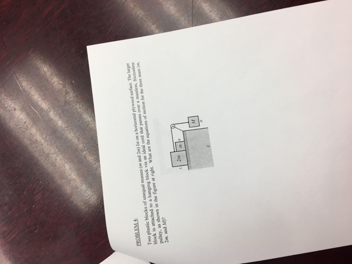 Solved Two Plastic Blocks Of Unequal Masses M And M Lie Chegg