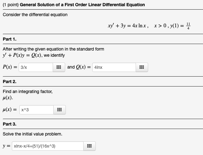 Solved Point Specific Solution Of A First Order Linear Chegg