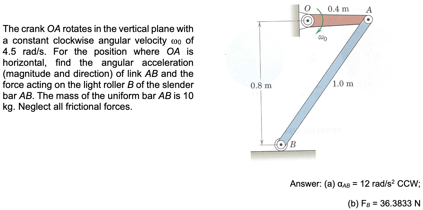 Solved 0 4 M 00 The Crank OA Rotates In The Vertical Plane Chegg