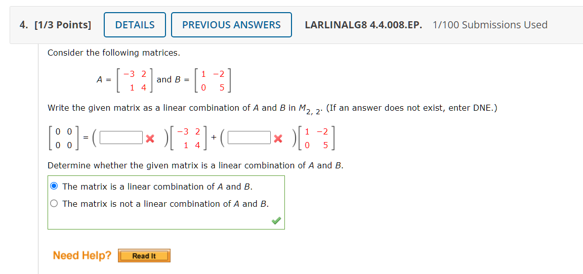 Solved Consider The Following Matrices A 3124 And Chegg