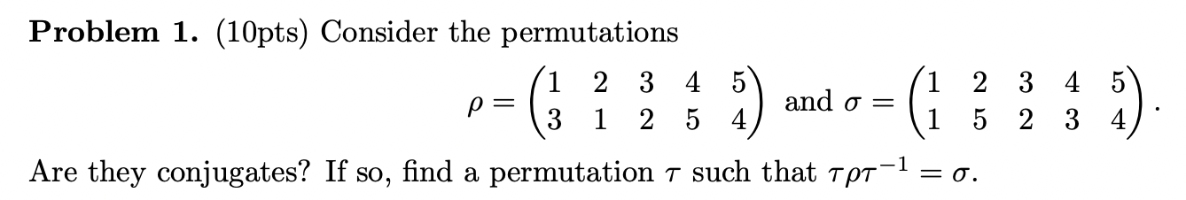 Solved Problem Pts Consider The Permutations Chegg