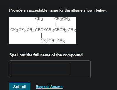 Solved Provide An Acceptable Name For The Alkane Shown Chegg