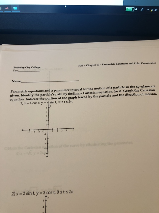 Solved Hw Chapter Parametric Equations And Polar Chegg