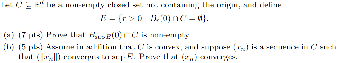 Let C Crd Be A Non Empty Closed Set Not Containing Chegg