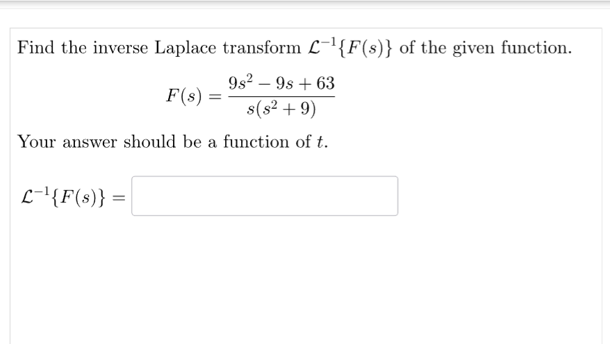 Find The Inverse Laplace Transform L F S Of The Chegg