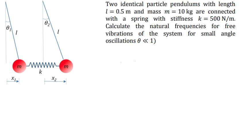 Solved Two Identical Particle Pendulums With Length L 0 5 M Chegg