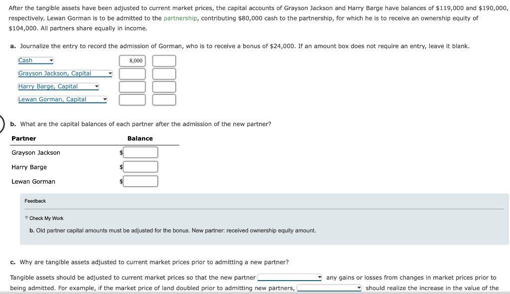 Solved After The Tangible Assets Have Been Adjusted To Chegg