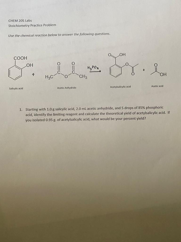 Solved Chem Labs Stoichiometry Practice Problem Use The Chegg