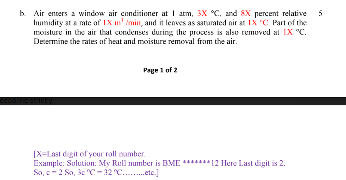 Solved 5 B Air Enters A Window Air Conditioner At 1 Atm 3X Chegg