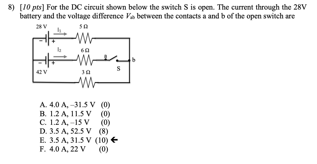 Solved Pts For The Dc Circuit Shown Below The Switch Chegg