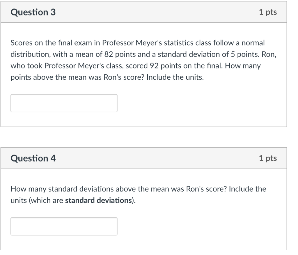 Solved Question Pts Scores On The Final Exam In Chegg