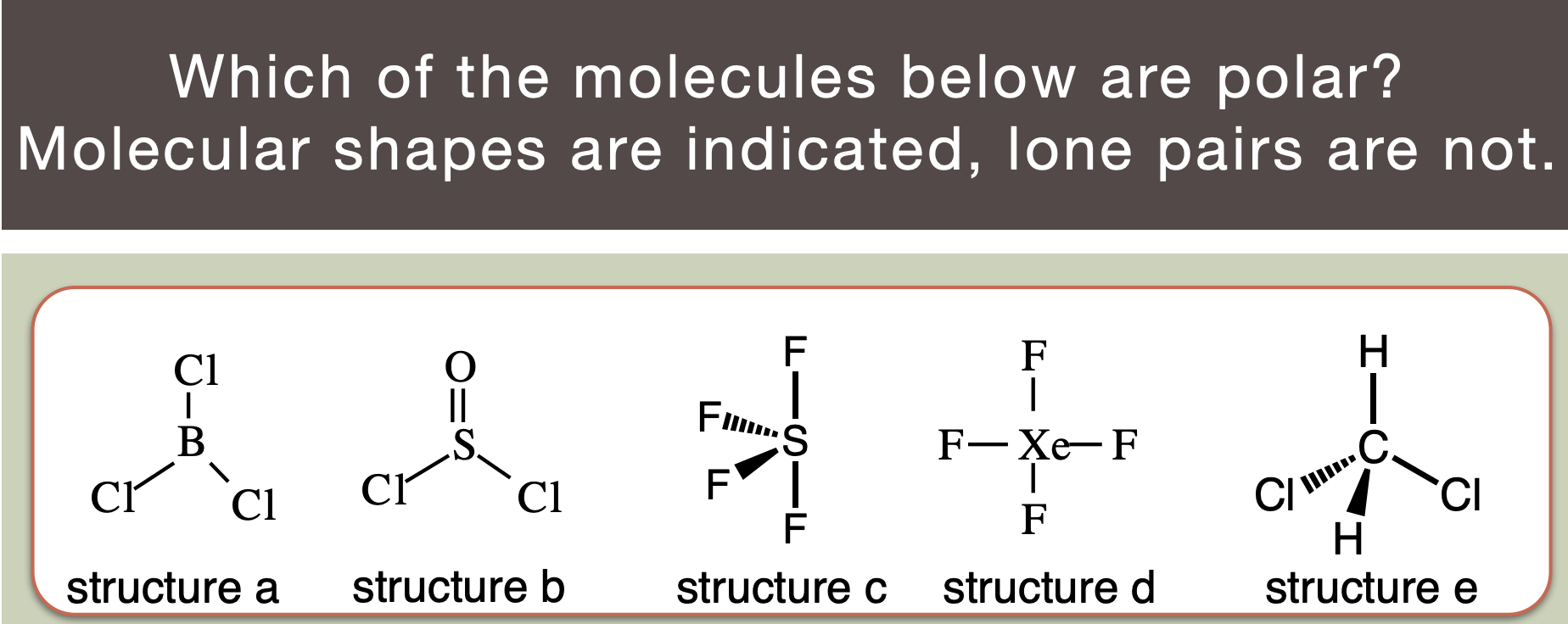 Solved Which Of The Molecules Below Are Polar Molecular Chegg