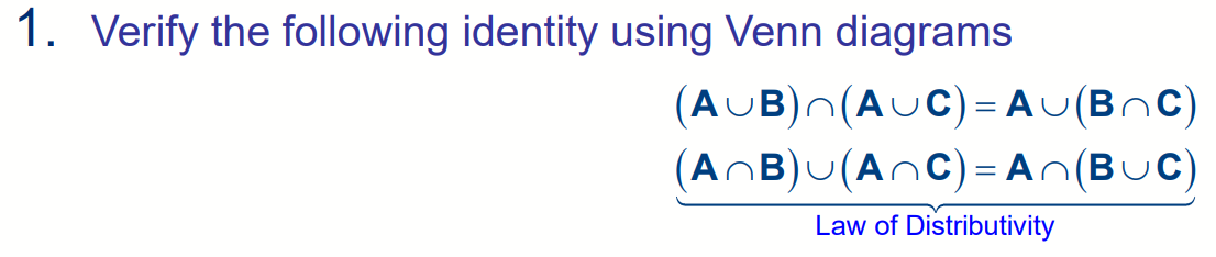 Solved 1 Verify The Following Identity Using Venn Diagrams Chegg