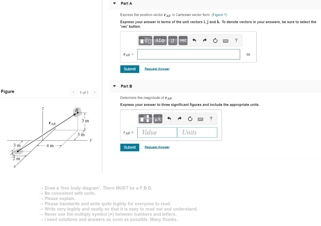 Solved Part A Express The Position Vector RAB In Cartesian Chegg