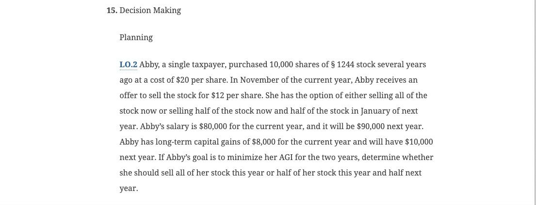 Solved Planning L0 2 Abby A Single Taxpayer Purchased Chegg