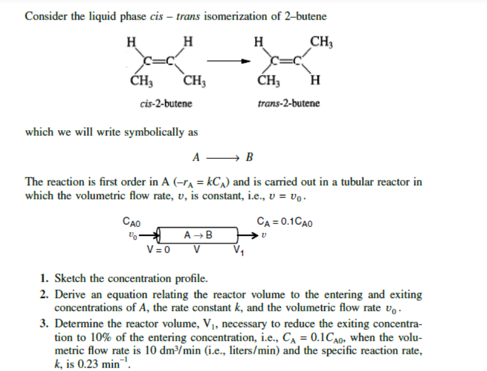 Solved Consider The Liquid Phase Cis Trans Isomerization Chegg