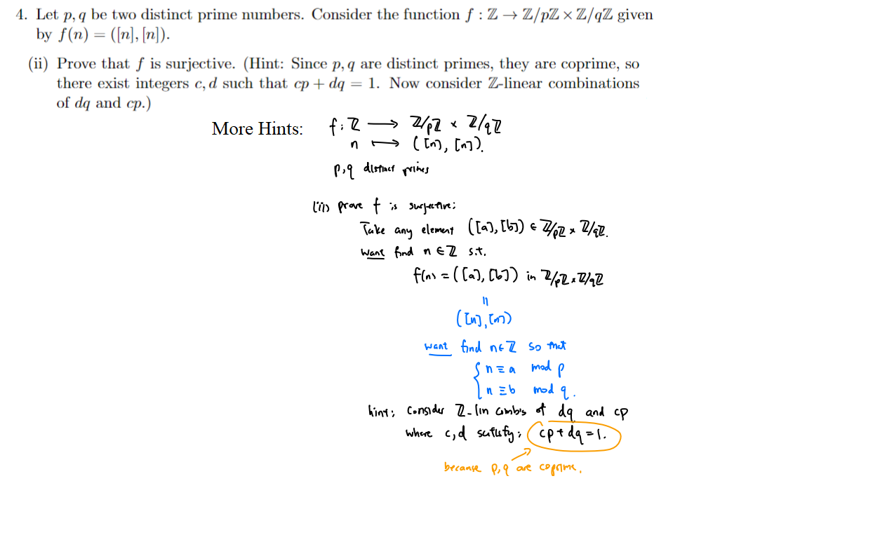 Solved 4 Let P Q Be Two Distinct Prime Numbers Consider Chegg