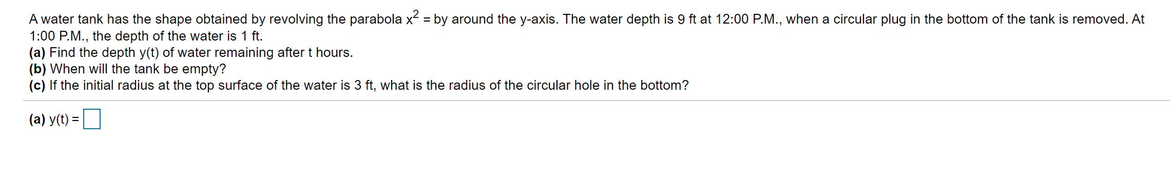 Solved A Water Tank Has The Shape Obtained By Revolving Chegg