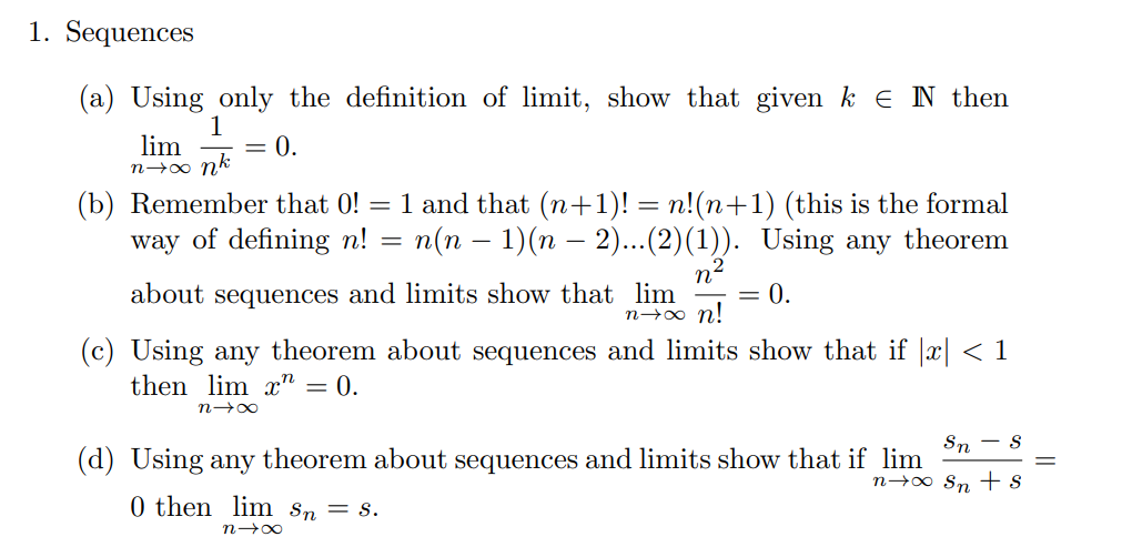 Solved Sequences A Using Only The Definition Of Limit Chegg