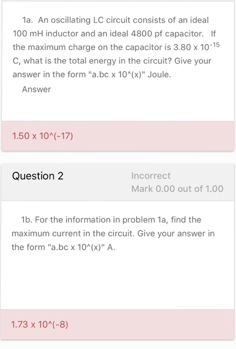 Solved An Oscillating LC Circuit Consists Of An Ideal 100 MH Chegg