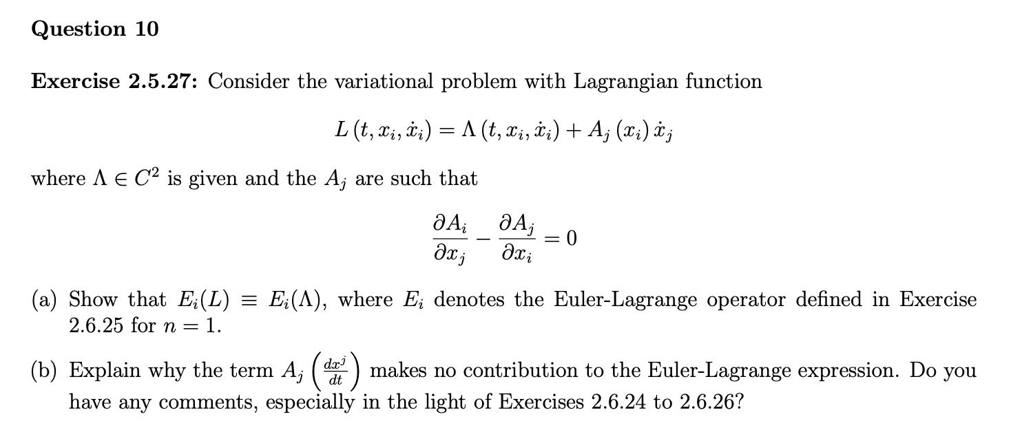 Solved Exercise Consider The Variational Problem Chegg