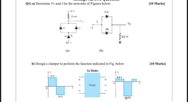 Solved Q A Determine Vo And I For The Networks Of Figures Chegg